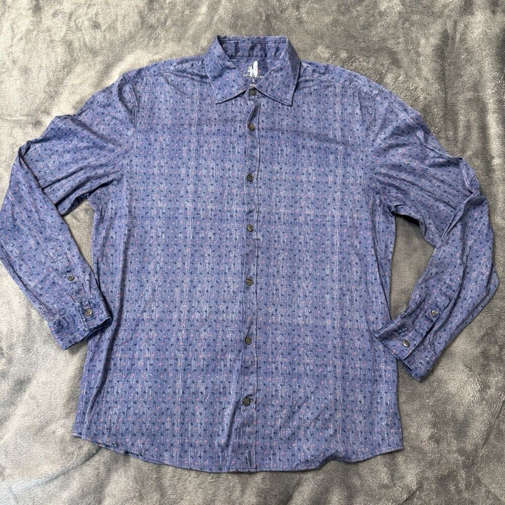 Johnnie O Mens Large‎ Shirt Blue Featherweight Long Sleeve Button Down